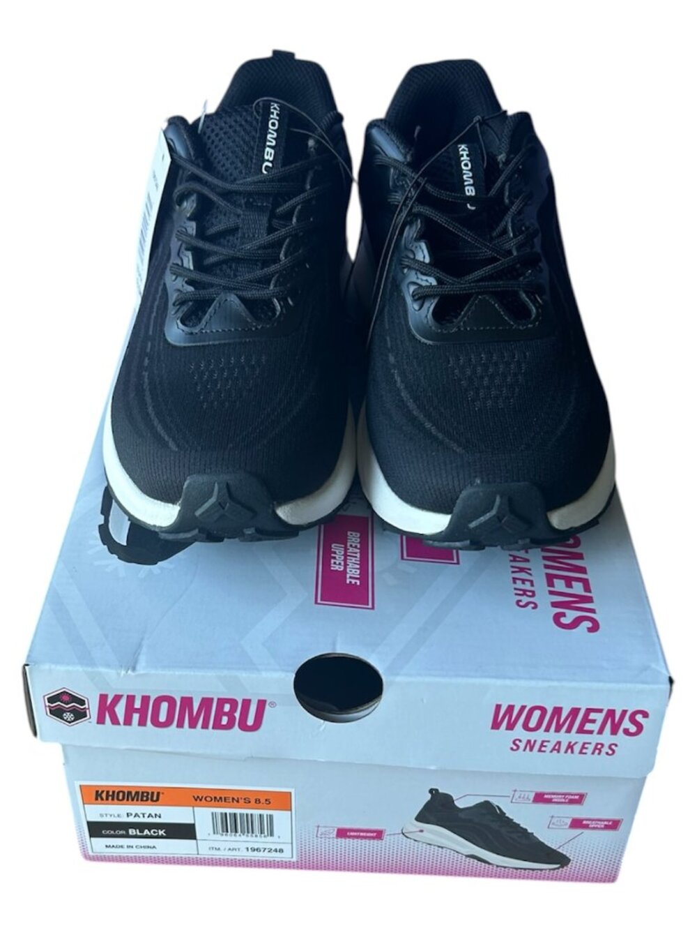 Khombu Women's Sneaker lightweight Memory Foam Black Size 8.5
